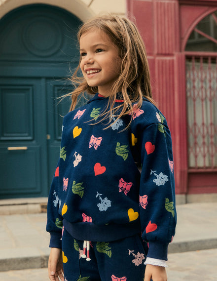 Bedruckter Kapuzenpullover-Schuluniform-Marineblau Festtagsstimmung