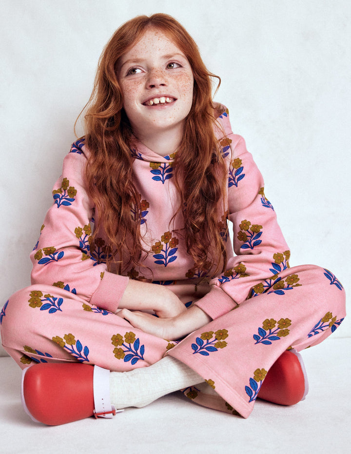 Bedruckter Kapuzenpullover-Kirschblütenrosa Holzblock Blume