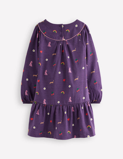 Jerseykleid mit geschwungener Passe-Mystisches Violett Paris-2