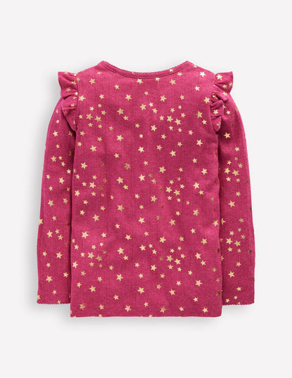 Frill Sleeve Pointelle Top-Cherry Jam-2