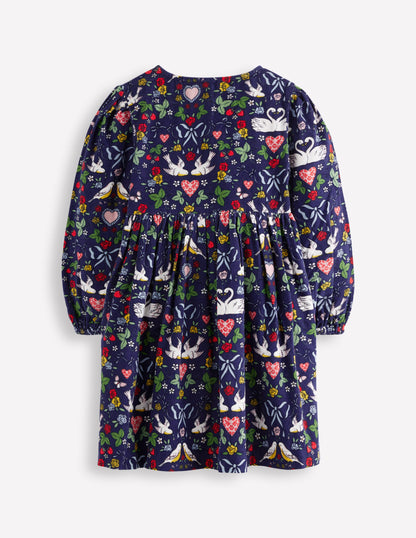 Robe boutonnée à nœud-Tourtereaux bleu tribord-3