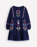 Clover Blouson-Cordkleid-Schuluniform-Marineblau