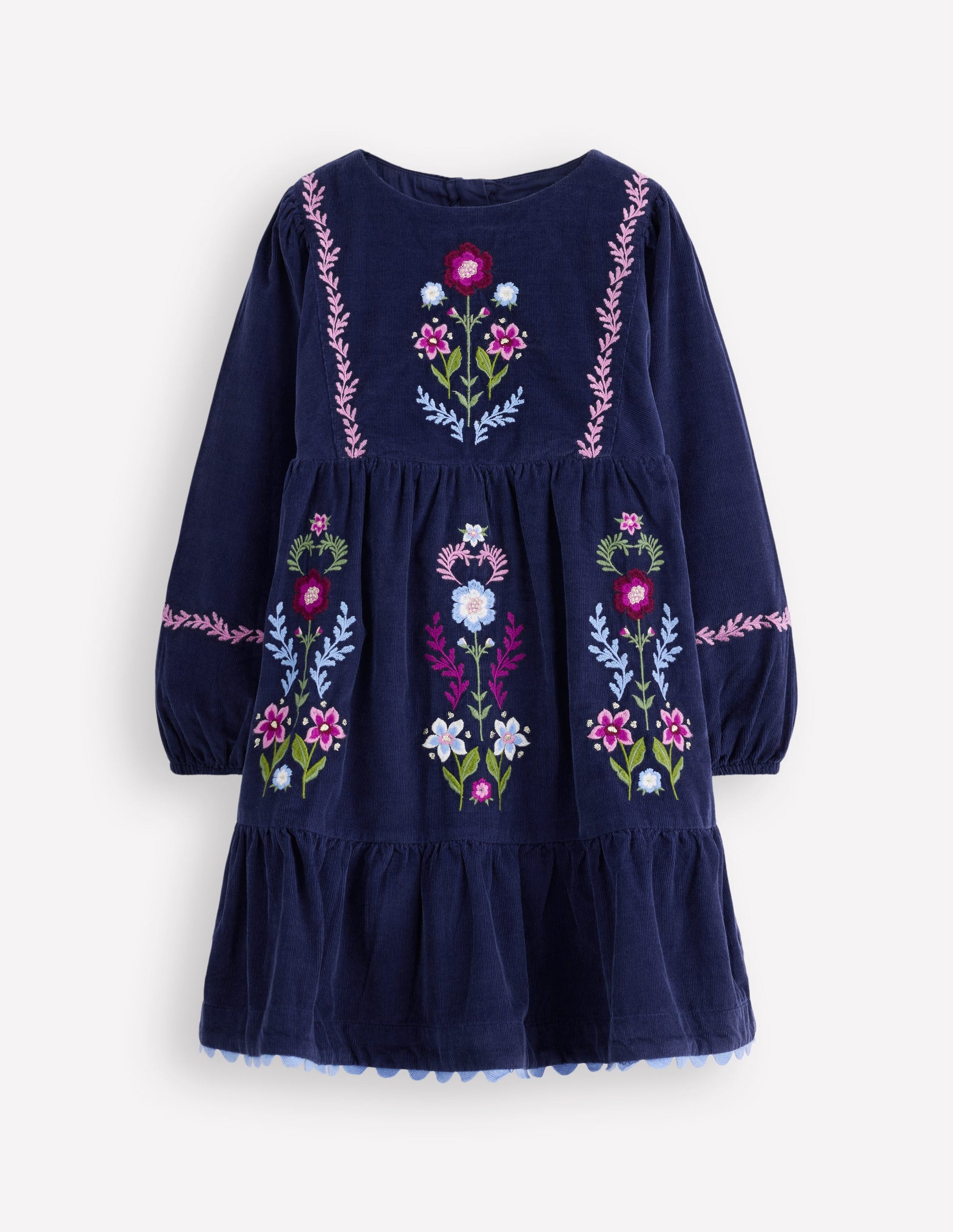Robe à manches blousantes Clover en velours côtelé-Bleu marine universitaire-2