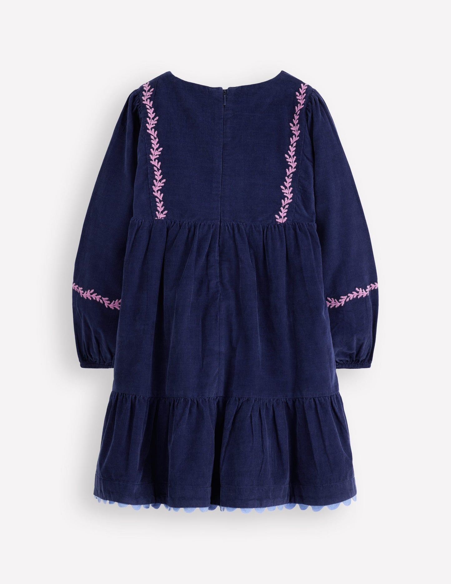 Robe à manches blousantes Clover en velours côtelé-Bleu marine universitaire