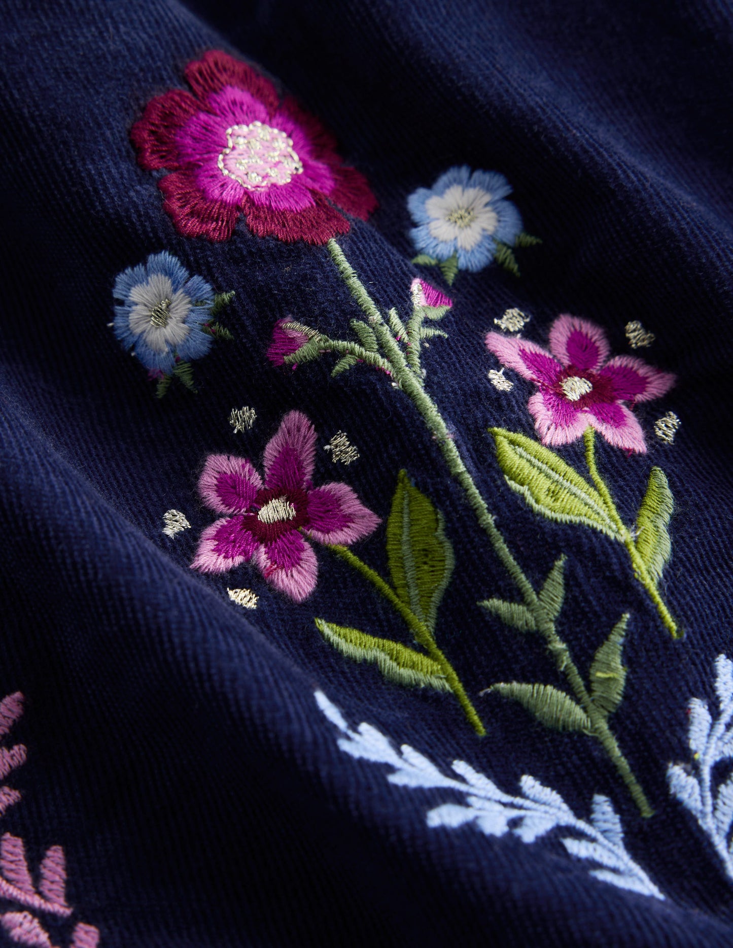 Robe à manches blousantes Clover en velours côtelé-Bleu marine universitaire
