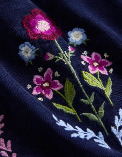 Robe à manches blousantes Clover en velours côtelé-Bleu marine universitaire-4