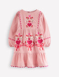 Robe à manches blousantes Clover en velours côtelé-Rose vintage