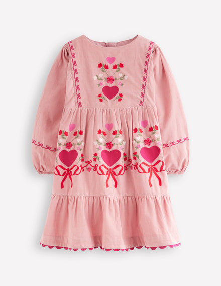 Clover Blouson-Cordkleid-Vintage-Rosa