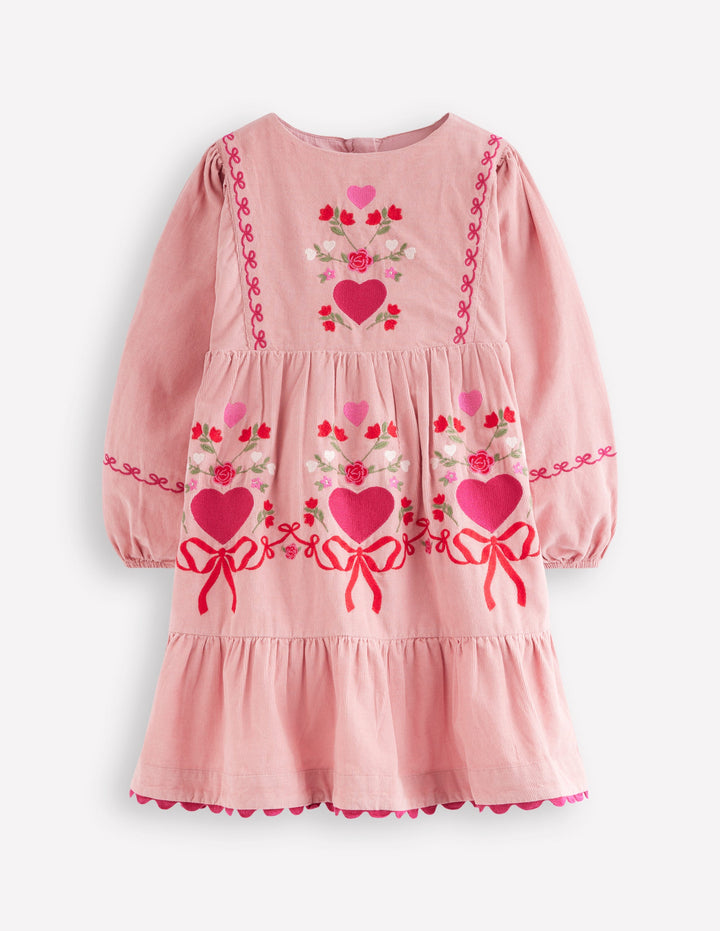 Clover Blouson Cord Dress-Vintage Pink