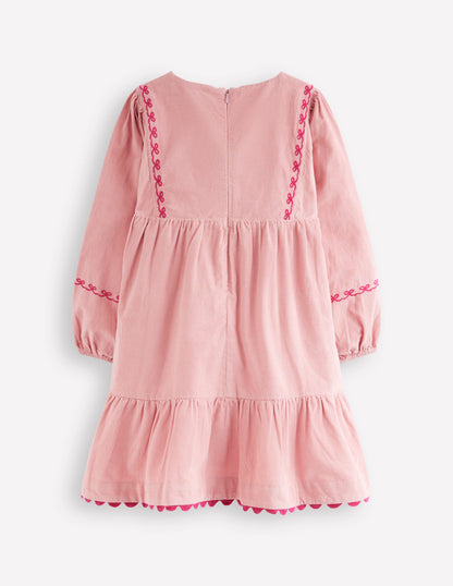 Robe à manches blousantes Clover en velours côtelé-Rose vintage-3