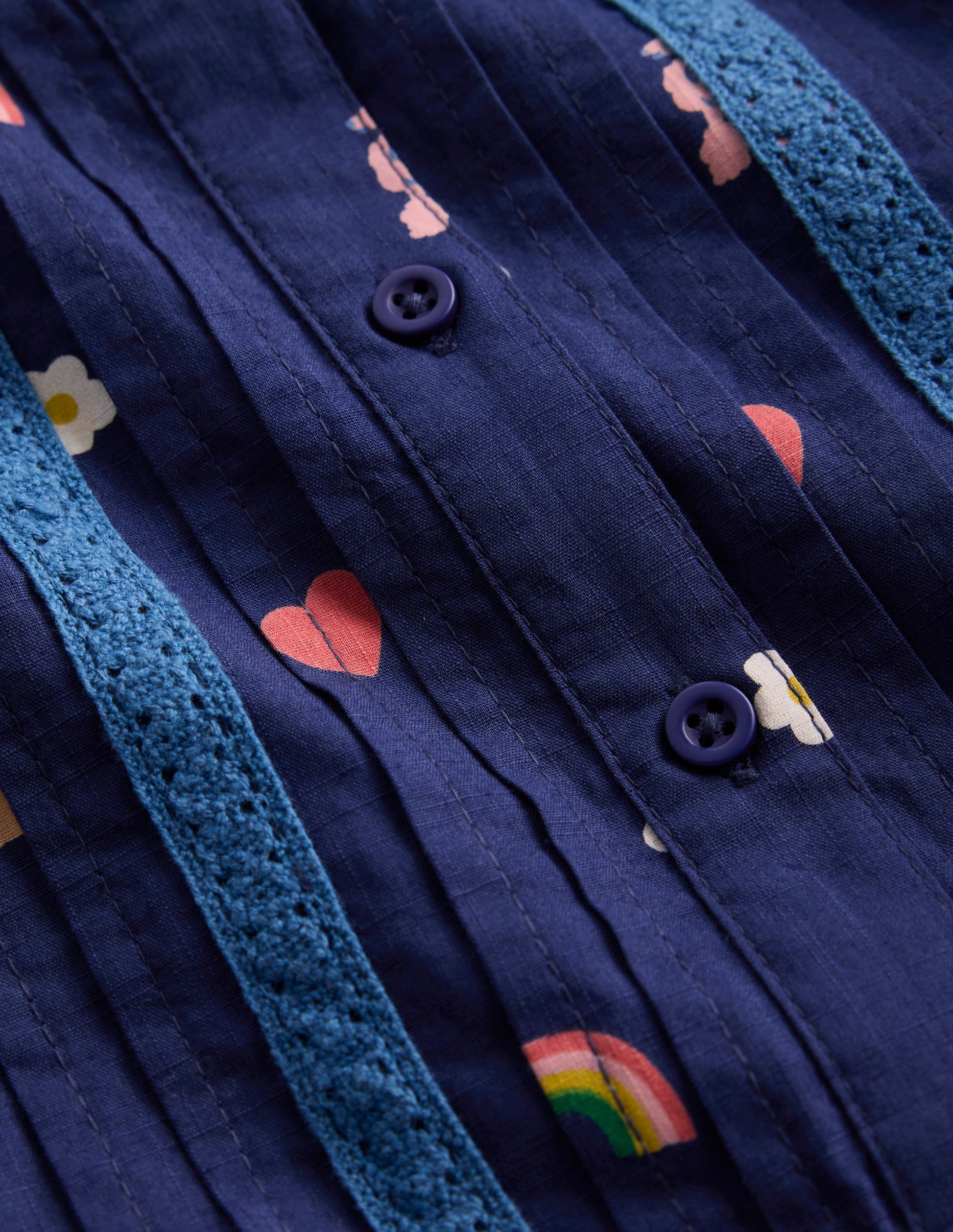 Gewebtes Kleid mit Spitzendetail-Steuerbordblau Paris-4