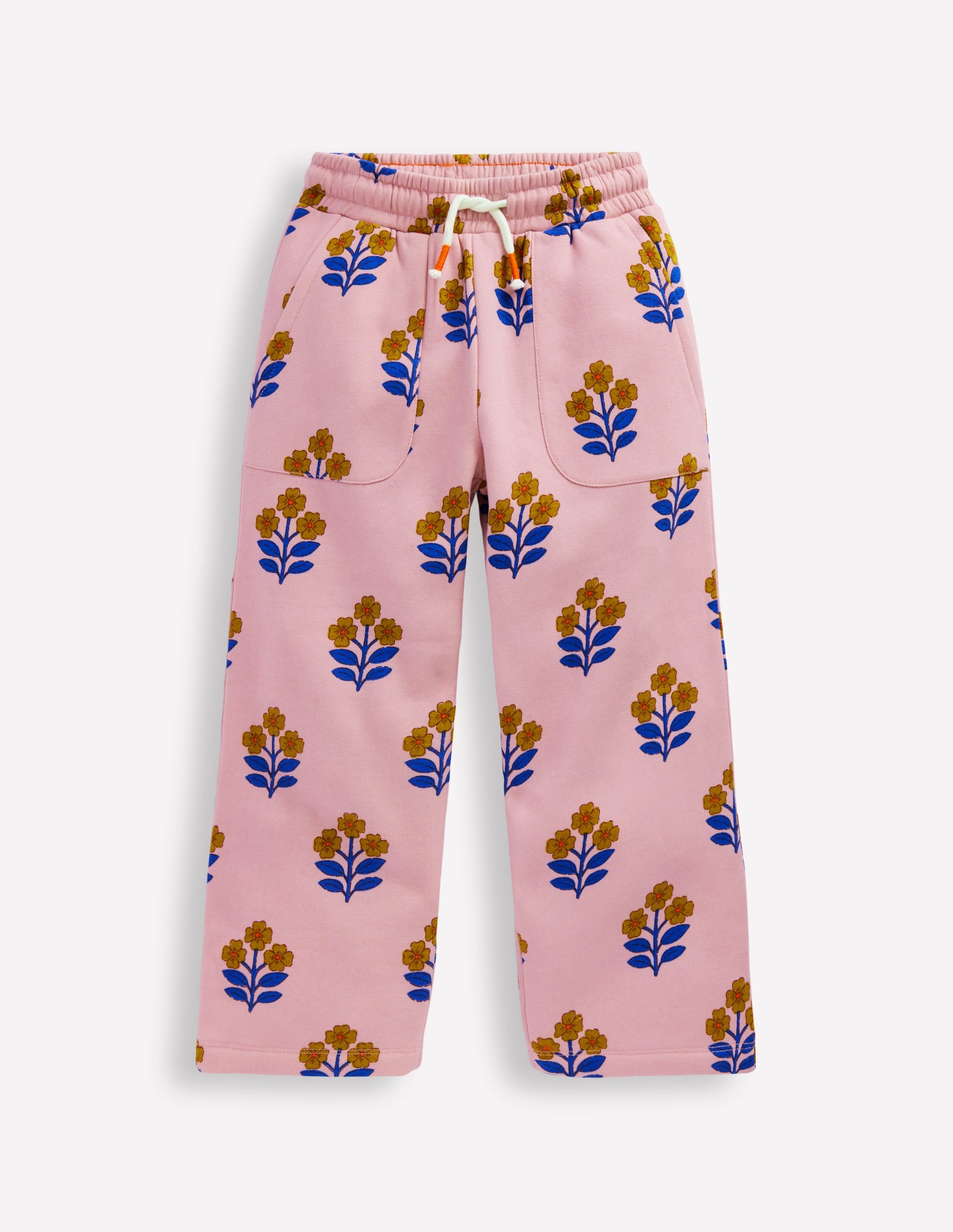 Wide Leg Printed Jogger-Formica Pink Woodblock Flower - Image 5