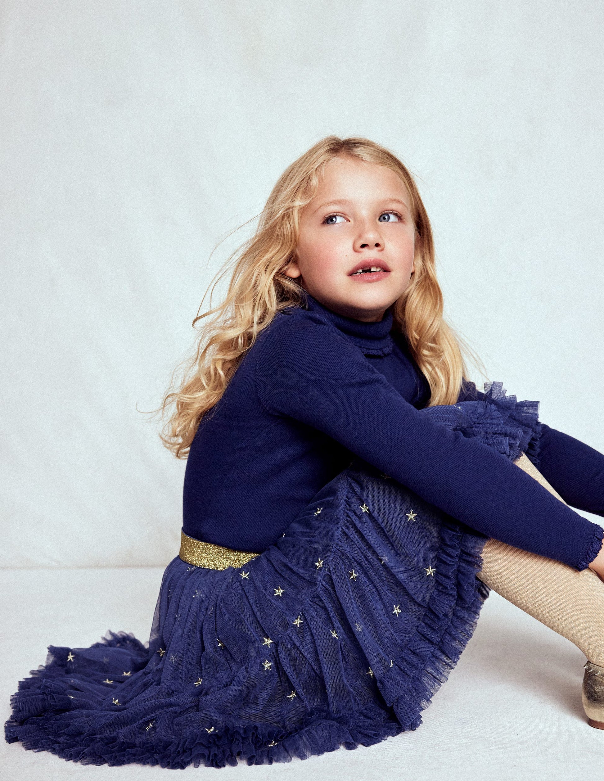 Verzierter Tüllrock-Marineblau Sterne-3