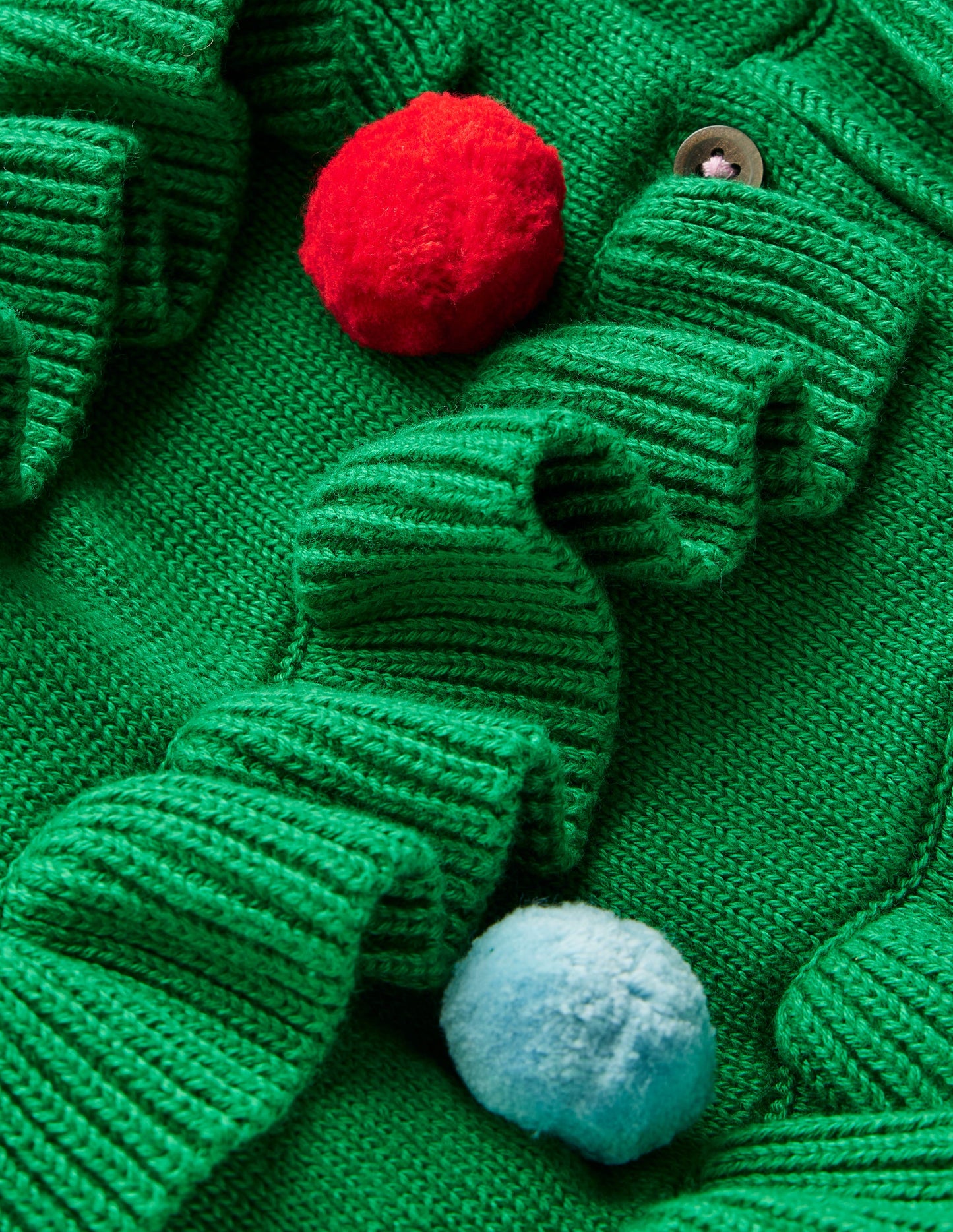 Festliche Strickjacke mit Logo-Sattes Smaragdgrün Weihnachtsbaum