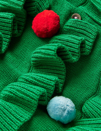 Festliche Strickjacke mit Logo-Sattes Smaragdgrün Weihnachtsbaum-4