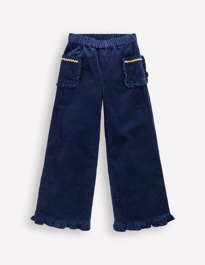 Gerüschte Cordhose zum Hineinschlüpfen-Navy Glitzer-1