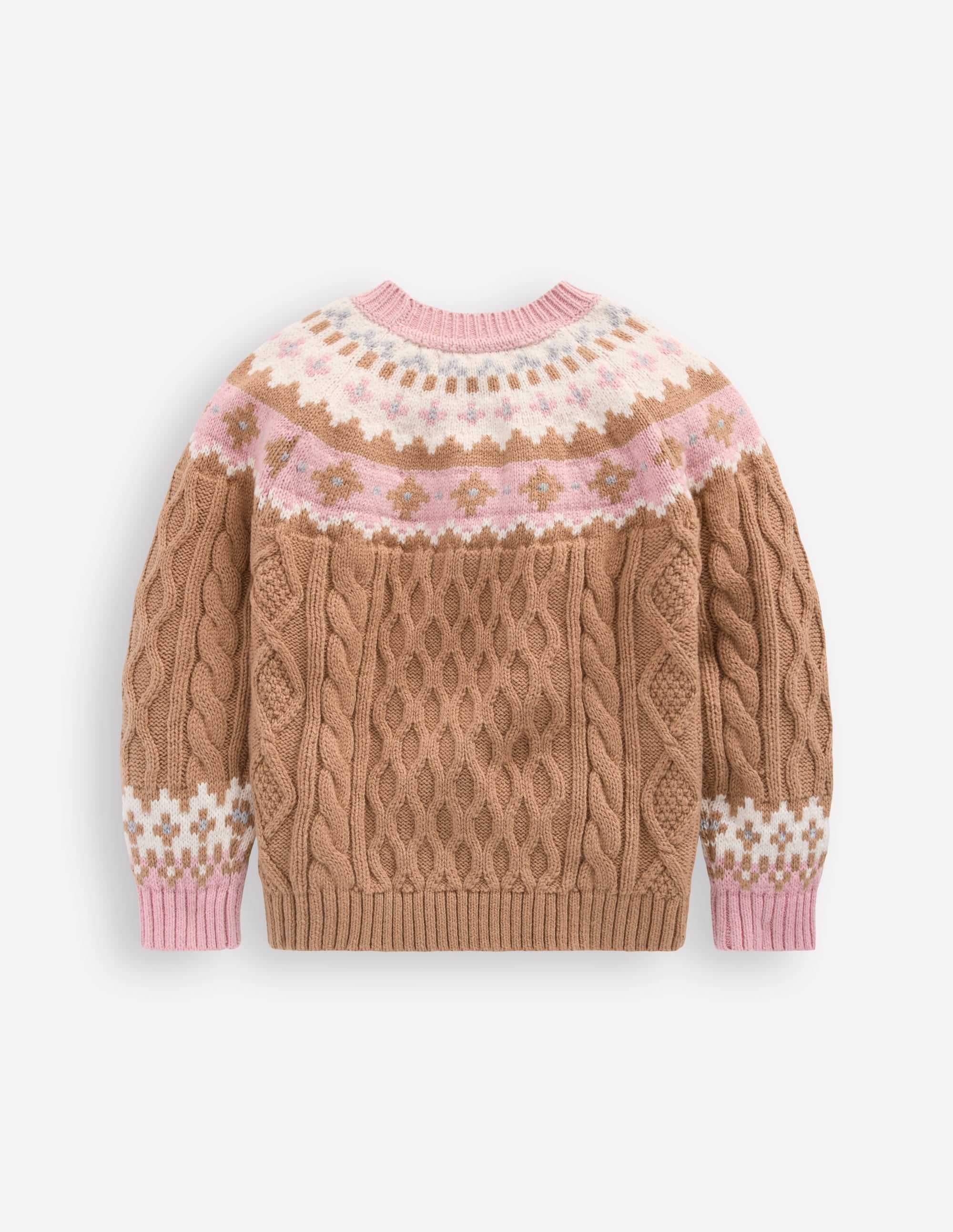 Fair-Isle-Pullover mit Zopfmuster-Camel Meliert - Image 2