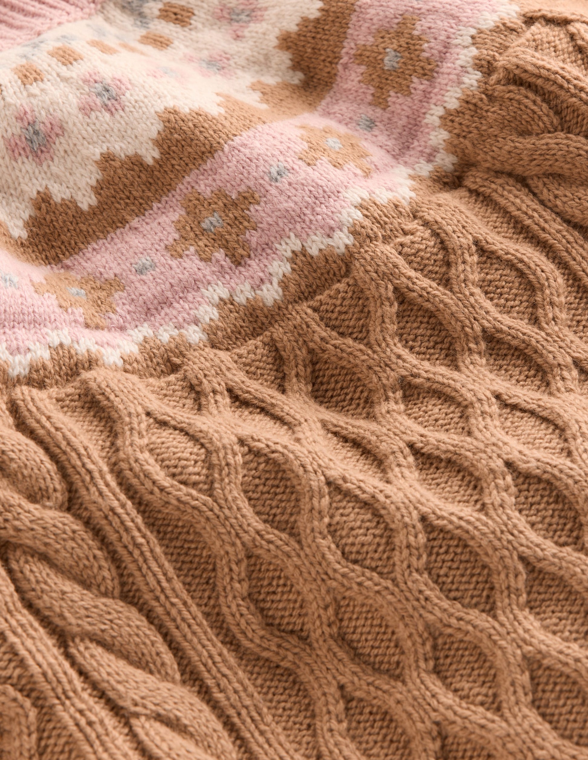 Fair-Isle-Pullover mit Zopfmuster-Camel Meliert-4