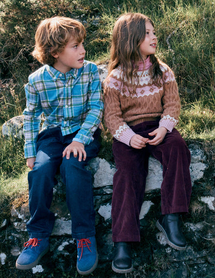 Fair-Isle-Pullover mit Zopfmuster-Camel Meliert