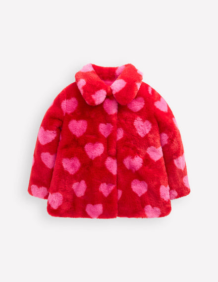 Manteau en fausse fourrure à col-Cœurs