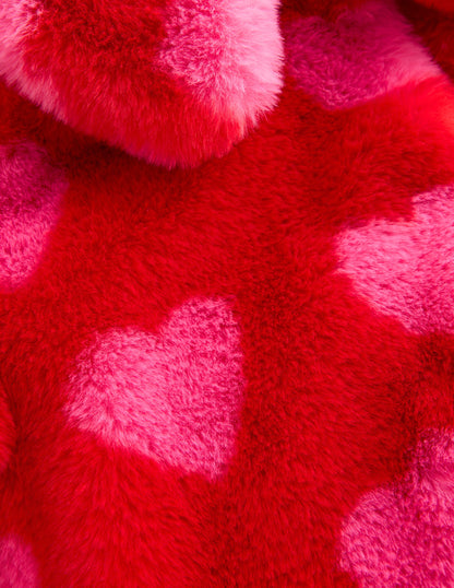 Manteau en fausse fourrure à col-Cœurs-4