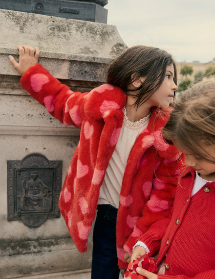 Manteau en fausse fourrure à col-Cœurs