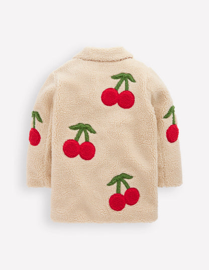 Auffällige Teddyfelljacke-Kirsch-Applikation-4