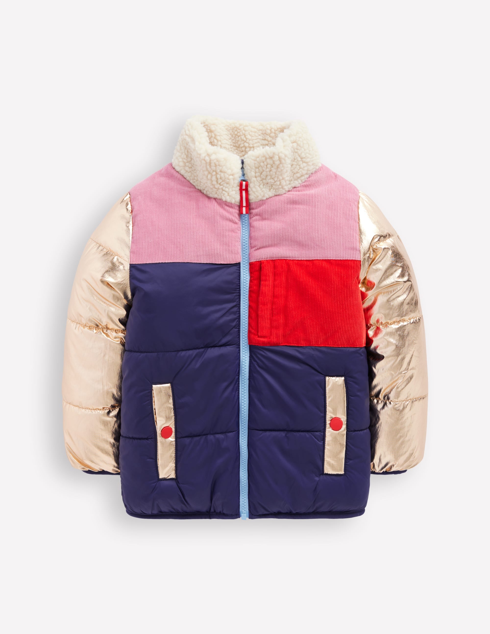 Kuschelige Pufferjacke-Metallic Blockfarben - Image 6