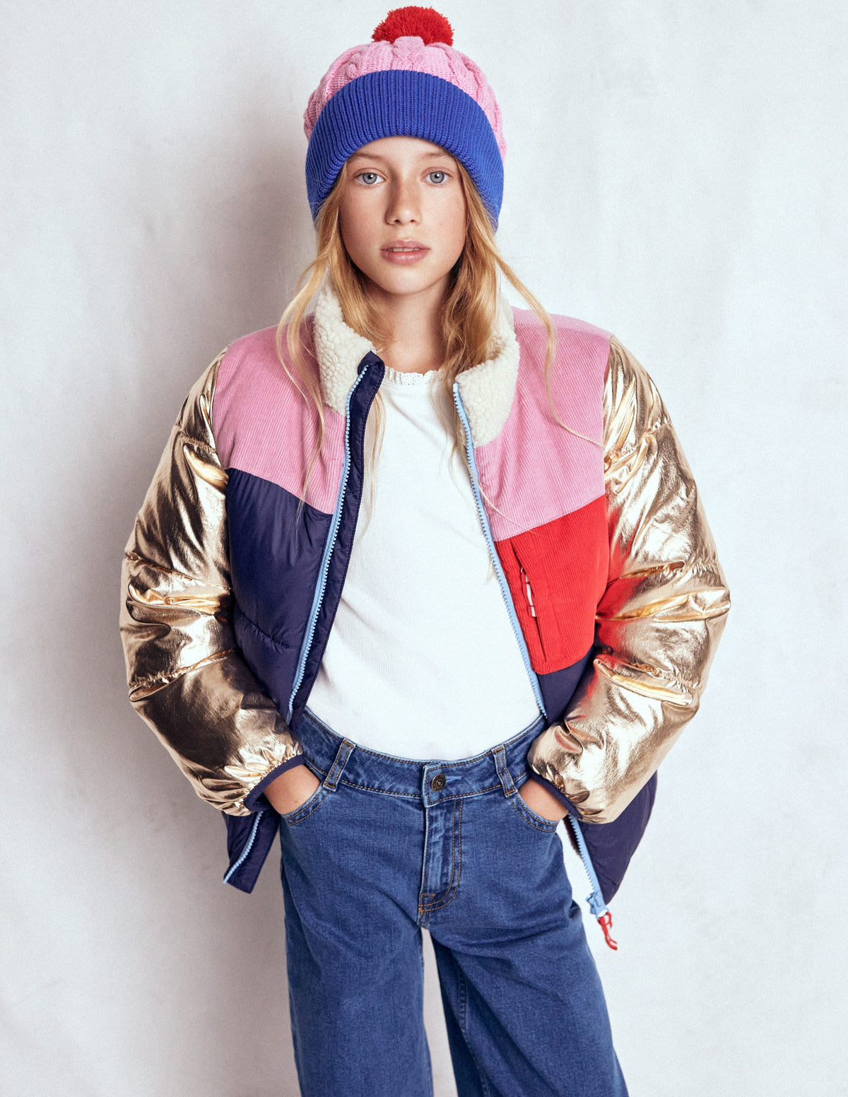 Kuschelige Pufferjacke-Metallic Blockfarben - Image 4
