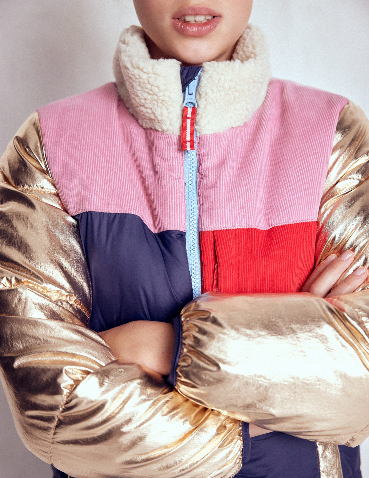 Kuschelige Pufferjacke-Metallic Blockfarben - Image 5
