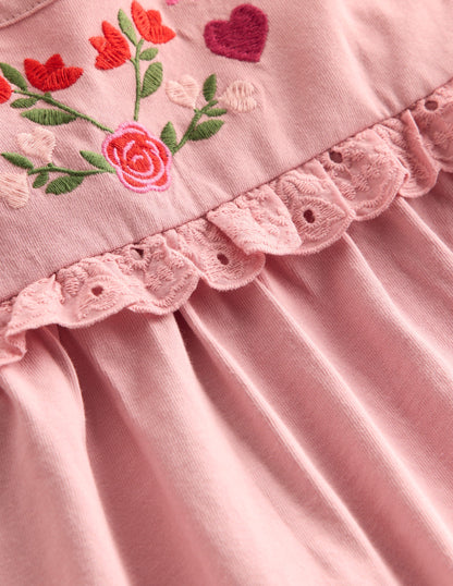 Hübsches Oberteil mit Stickerei-Vintage-Rosa Stickerei-3