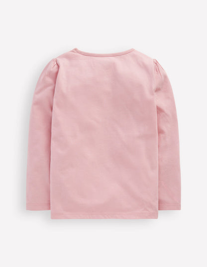 Kleid mit Puffärmeln und Applikation-Vintage-Rosa Weihnachtshase-3