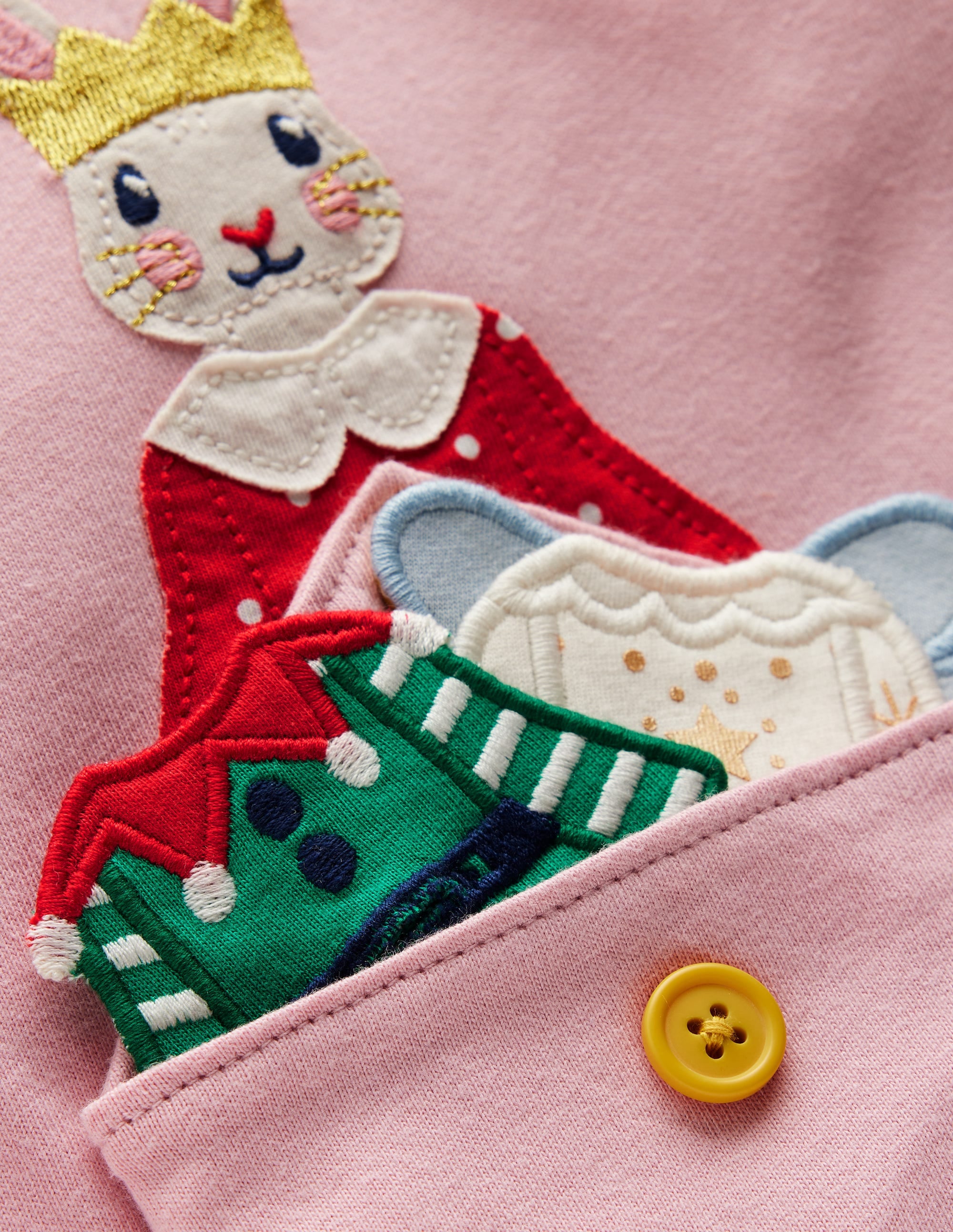 Kleid mit Puffärmeln und Applikation-Vintage-Rosa Weihnachtshase - Image 3