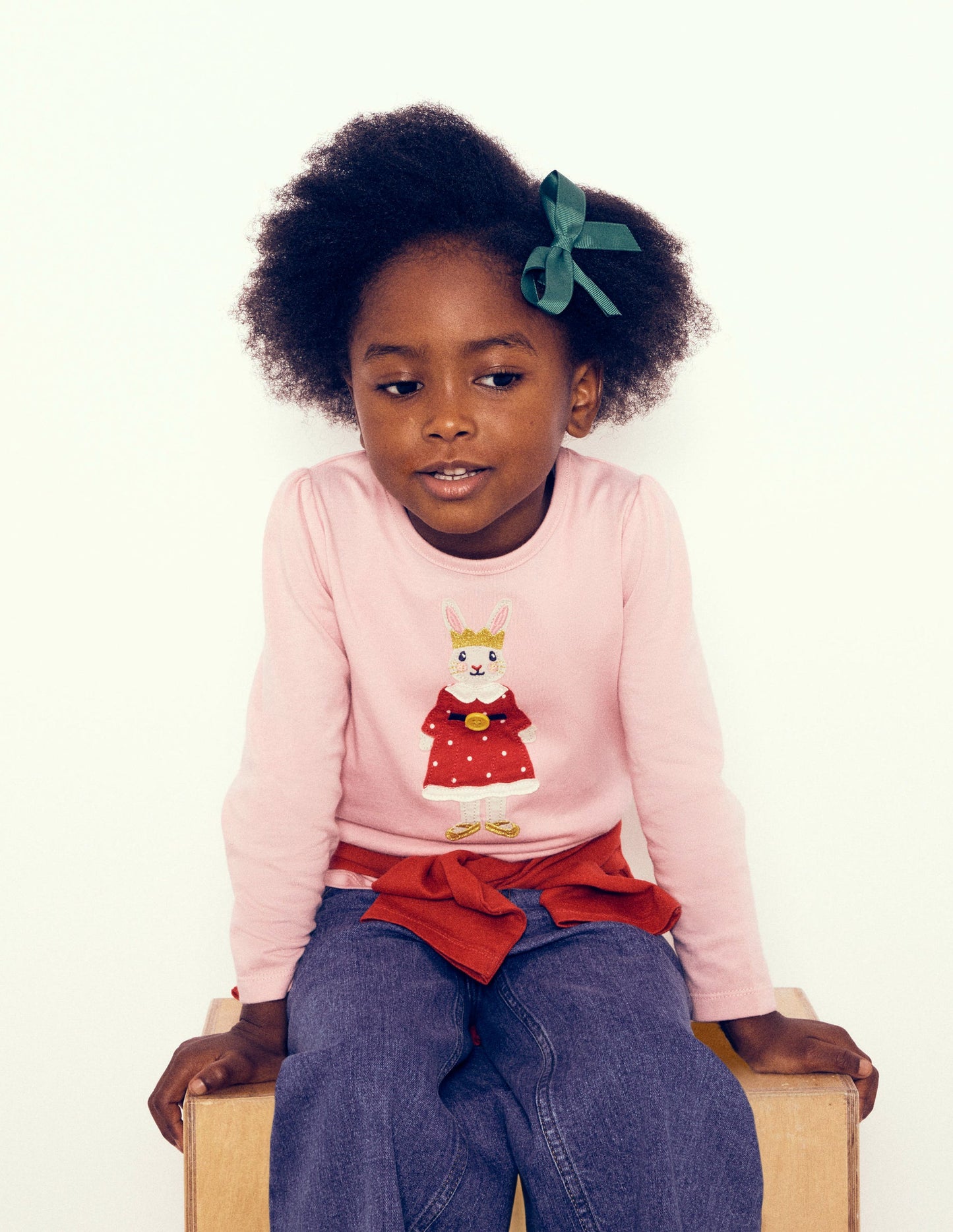 Kleid mit Puffärmeln und Applikation-Vintage-Rosa Weihnachtshase