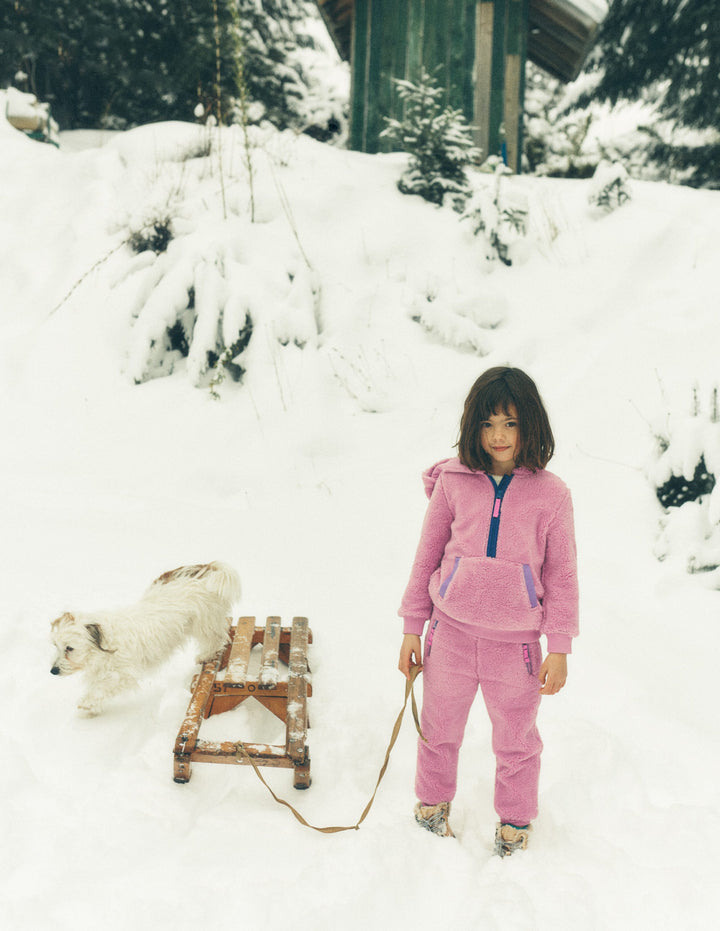 Kuschelige Fleece-Jogginghose-Rosa Schleier