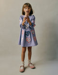 Robe à appliqués cœurs-Cœurs bleu ancien