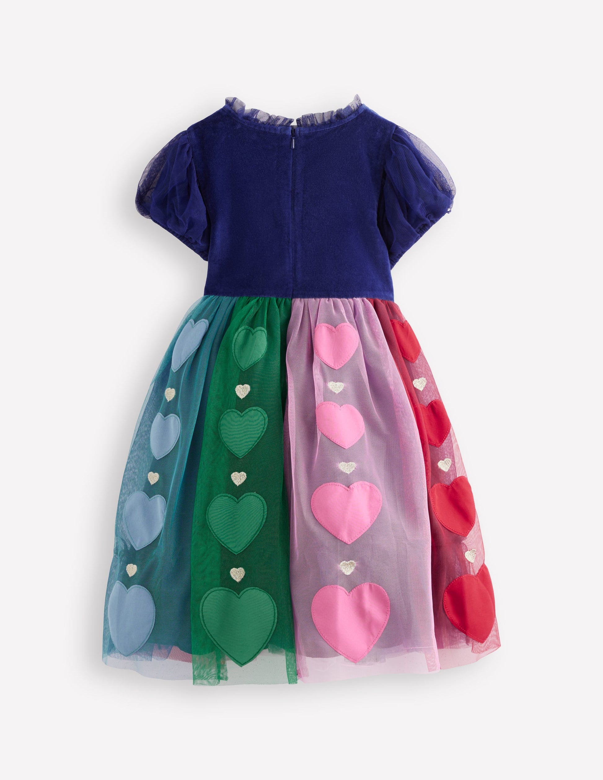 Kleid aus Samt und Tüll für besondere Anlässe-Schuluniform-Marineblau Herzen-3