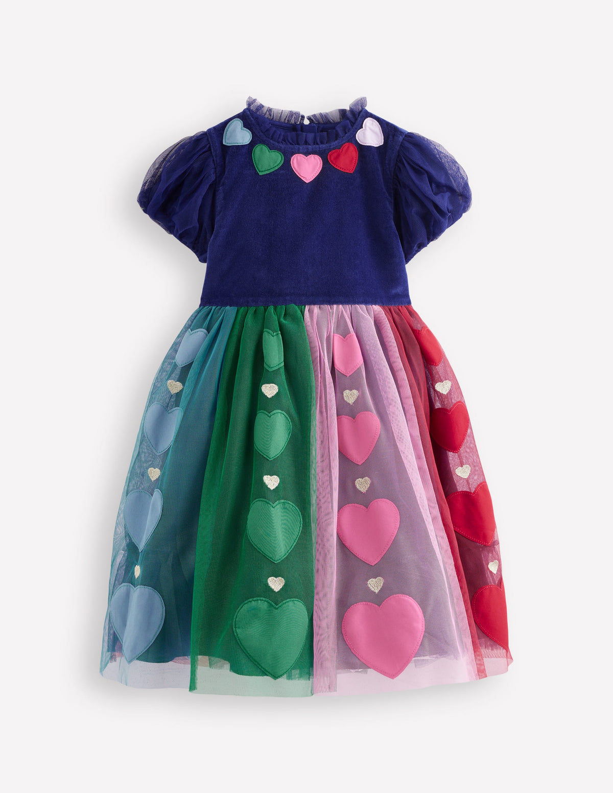 Kleid aus Samt und Tüll für besondere Anlässe-Schuluniform-Marineblau Herzen - Image 1