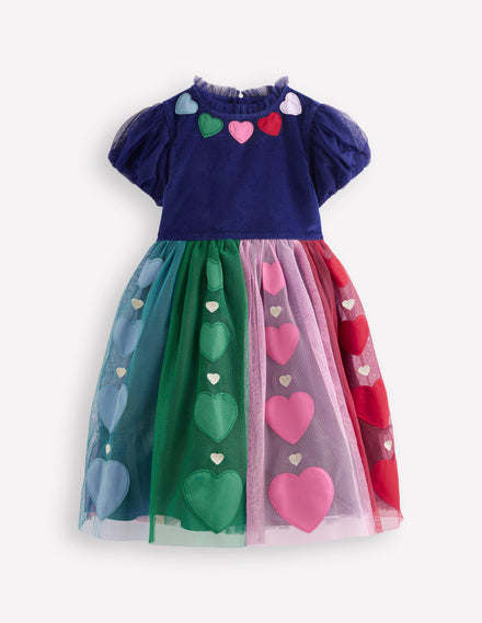 Kleid aus Samt und Tüll für besondere Anlässe-Schuluniform-Marineblau Herzen