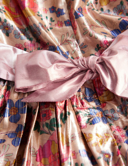 Robe de fête ajustée-évasée-Motif Tapestry Floral métallisé-4