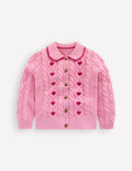 Strickjacke mit Zopfmuster-Kirschblütenrosa