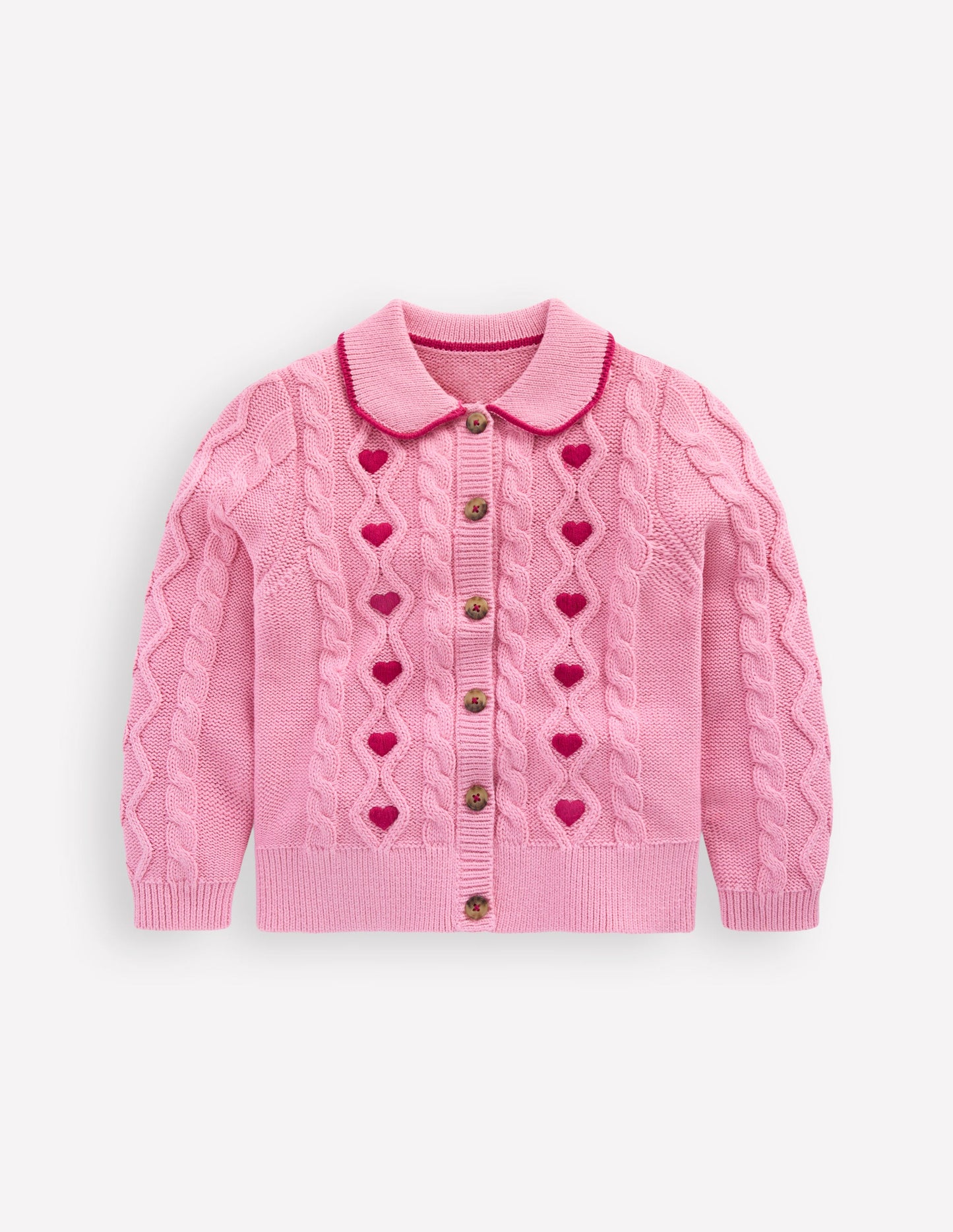 Veste en maille torsadée-Rose formica