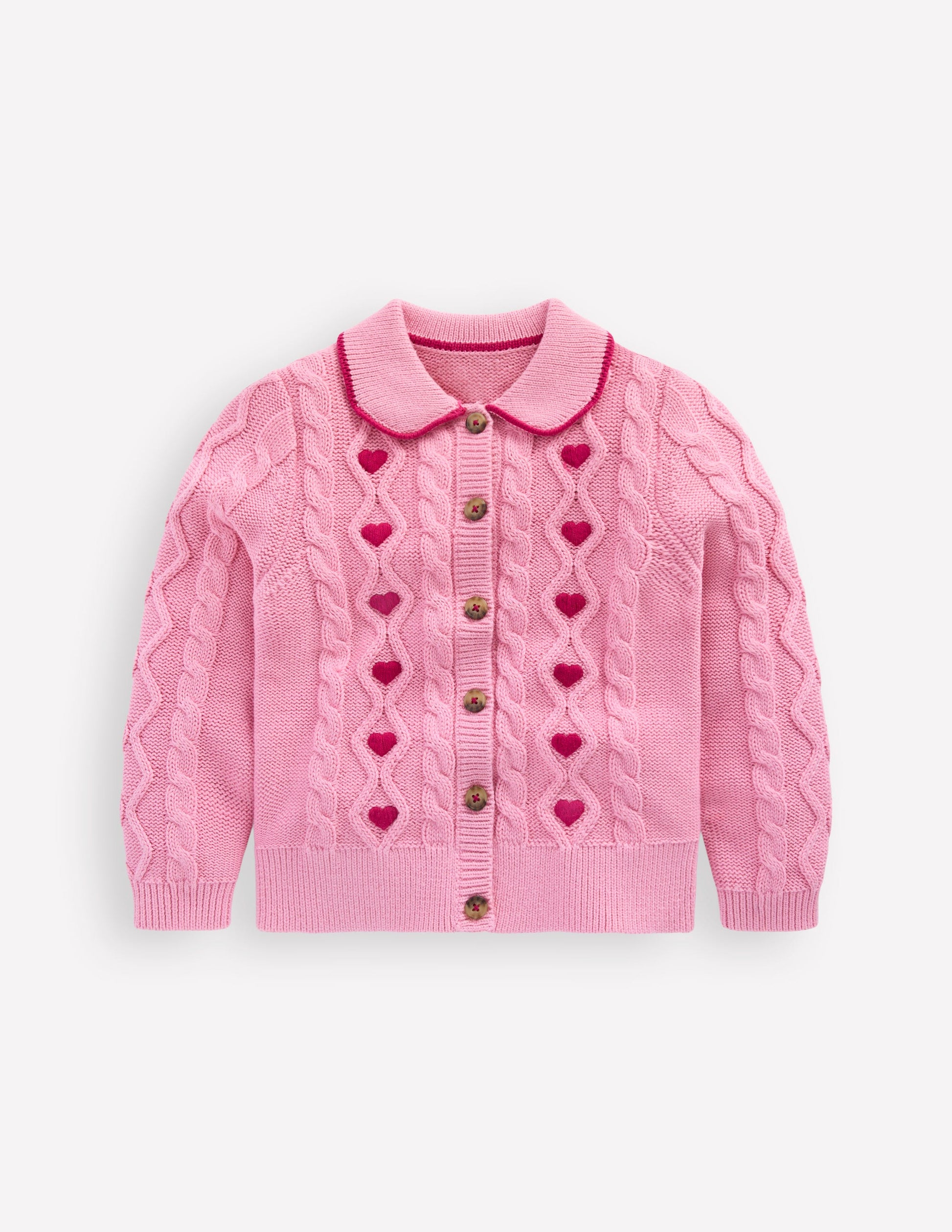 Veste en maille torsadée-Rose formica-2