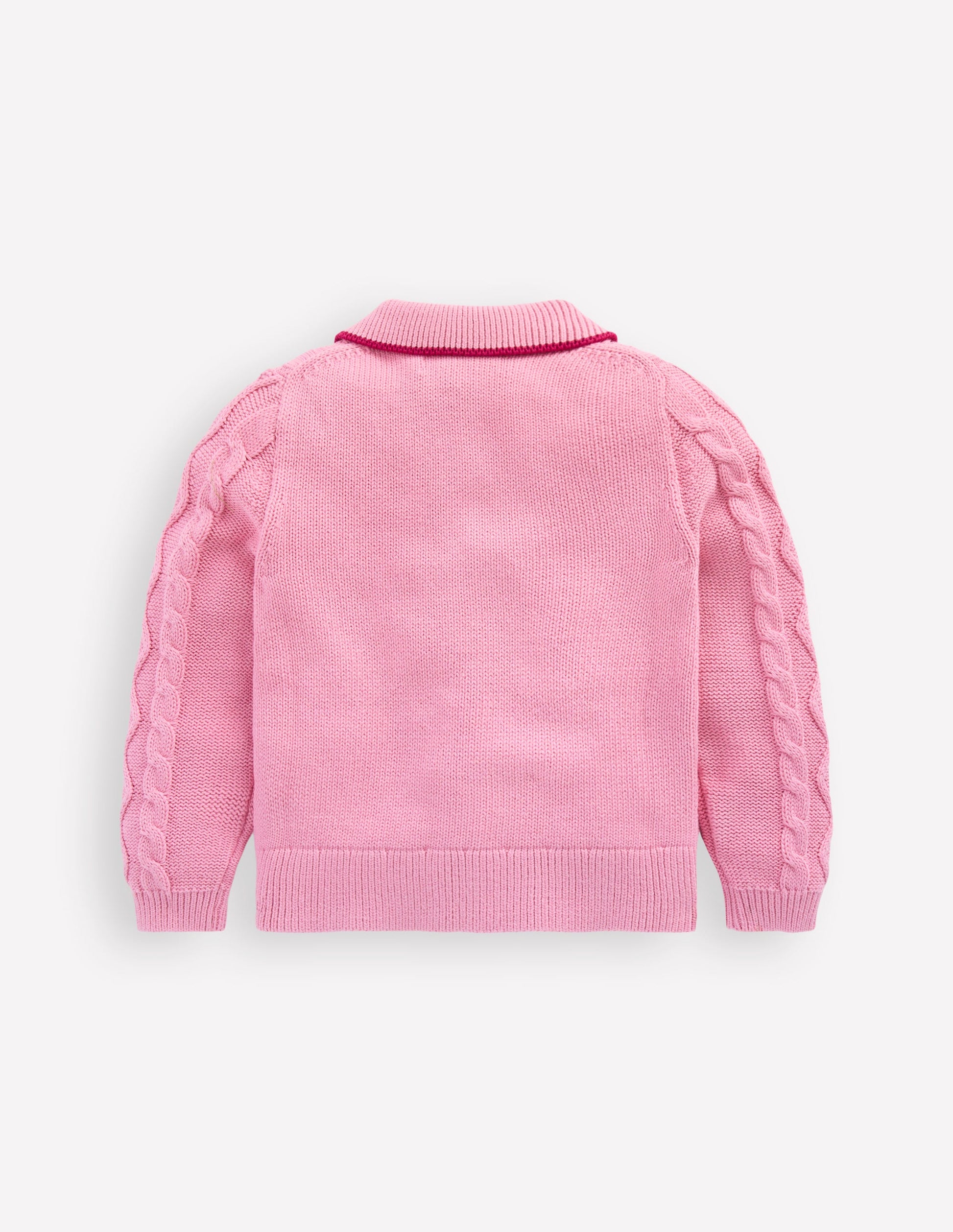 Veste en maille torsadée-Rose formica-3