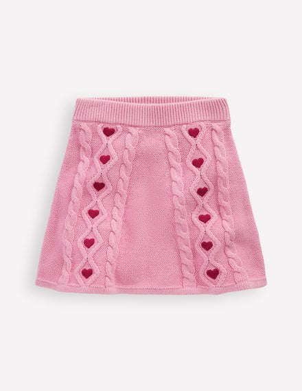 Jupe en maille torsadée-Rose formica