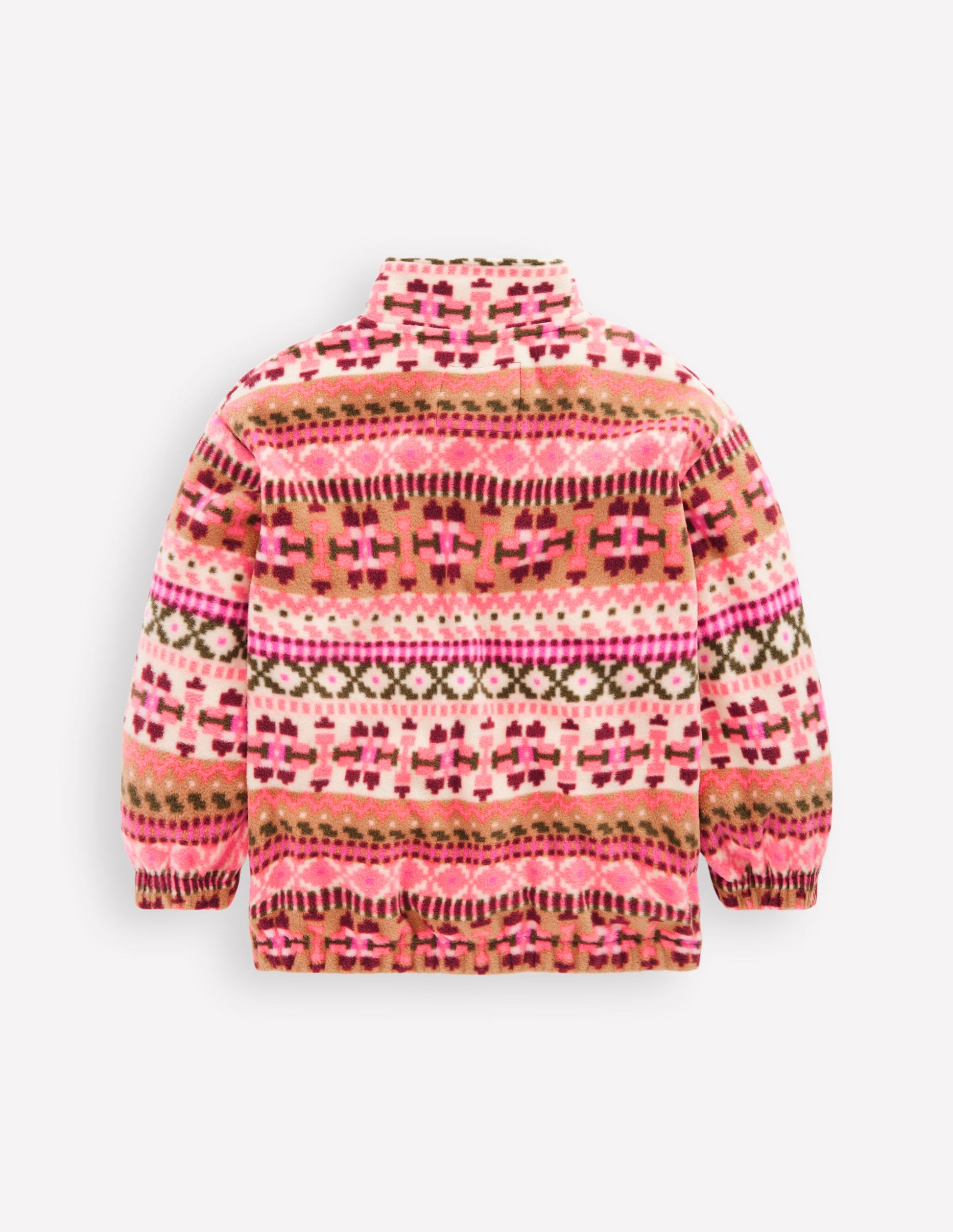 Fleecepullover mit Fair-Isle-Muster-Rosa Geometrisches Aztekenmuster-2