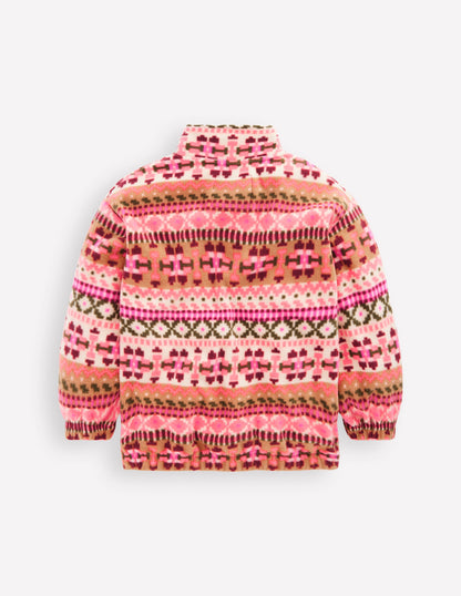 Fleecepullover mit Fair-Isle-Muster-Rosa Geometrisches Aztekenmuster-2