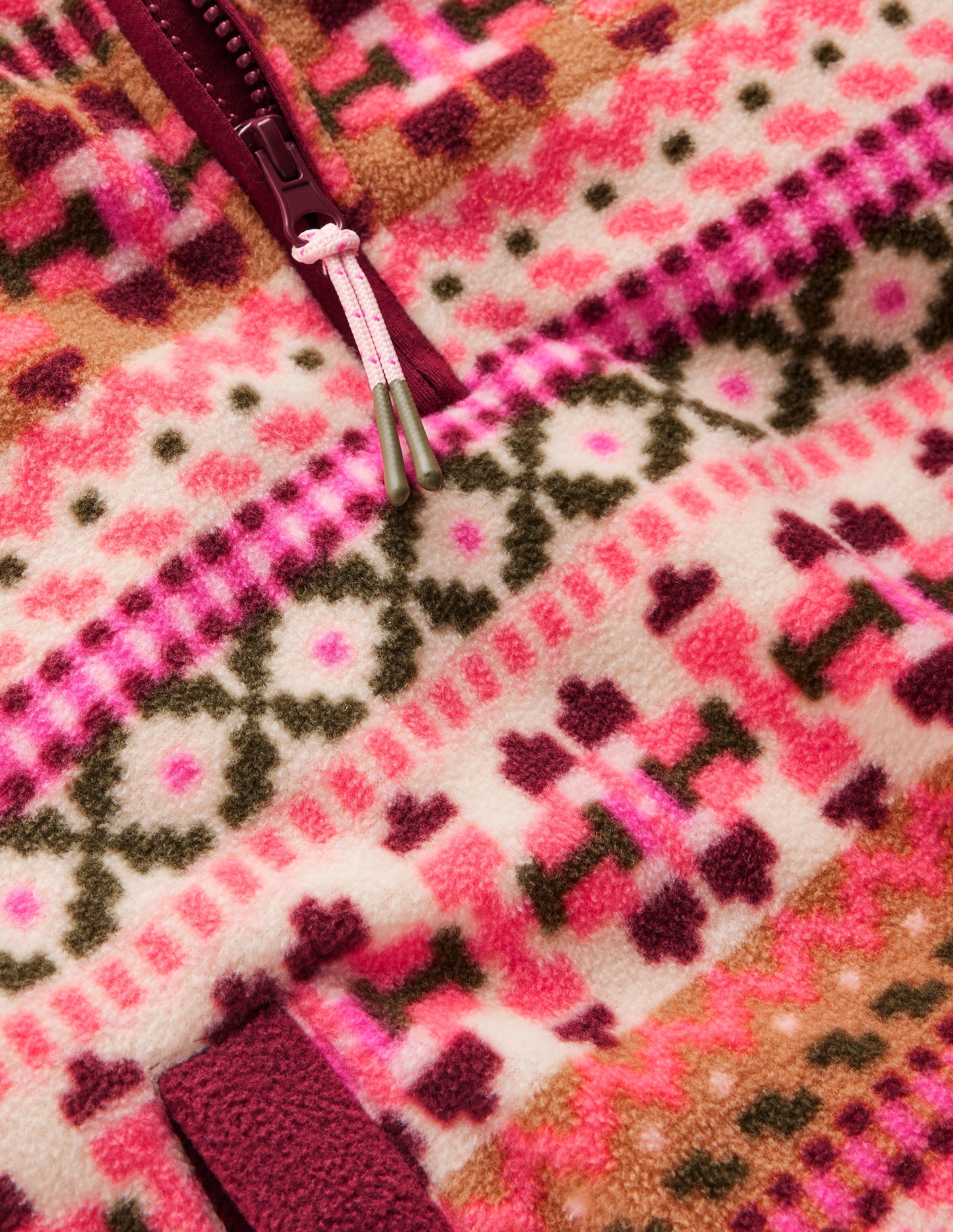 Fleecepullover mit Fair-Isle-Muster-Rosa Geometrisches Aztekenmuster-3