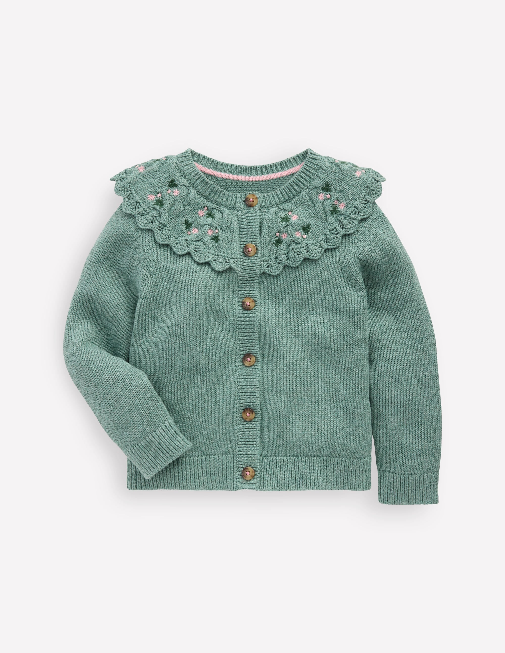 Strickjacke mit bestickter Passe-Csarite/Grün - Image 1