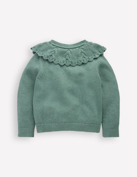Strickjacke mit bestickter Passe-Csarite/Grün
